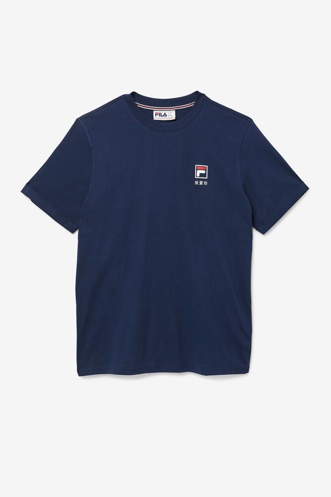 Fila T-Shirt Mens Navy - Kildare - Philippines 2601538-DZ